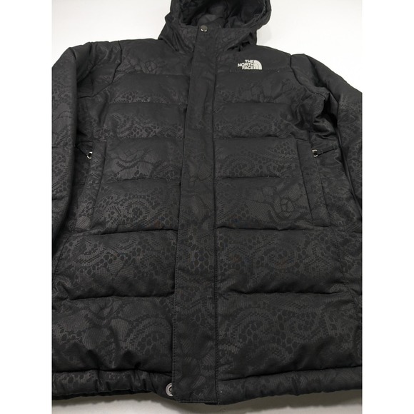 North Face 550 Black Patterned Puffer Coat - Picture 2 of 12
